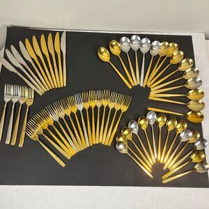 59 pc Berglander Gold plated flatwear set